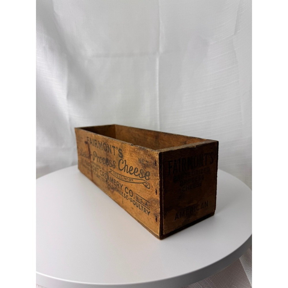 Vintage Fairmont's 5 LB Process Cheese Wooden Box American Cheese Advertising